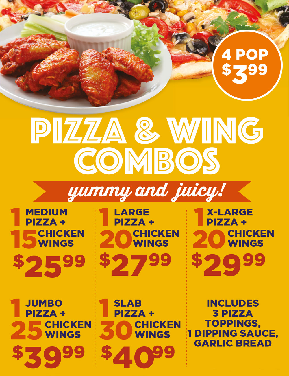 Pizza and Wings Combos